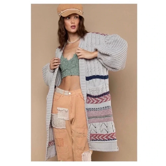 POL Boho Chunky Knit Cardigan Sweater-Sz Small - Picture 5 of 5